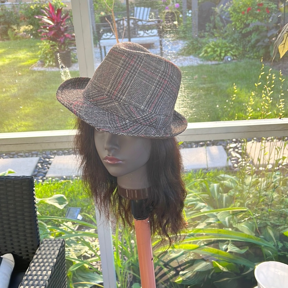 Multi color wool  with grey ladies hat.